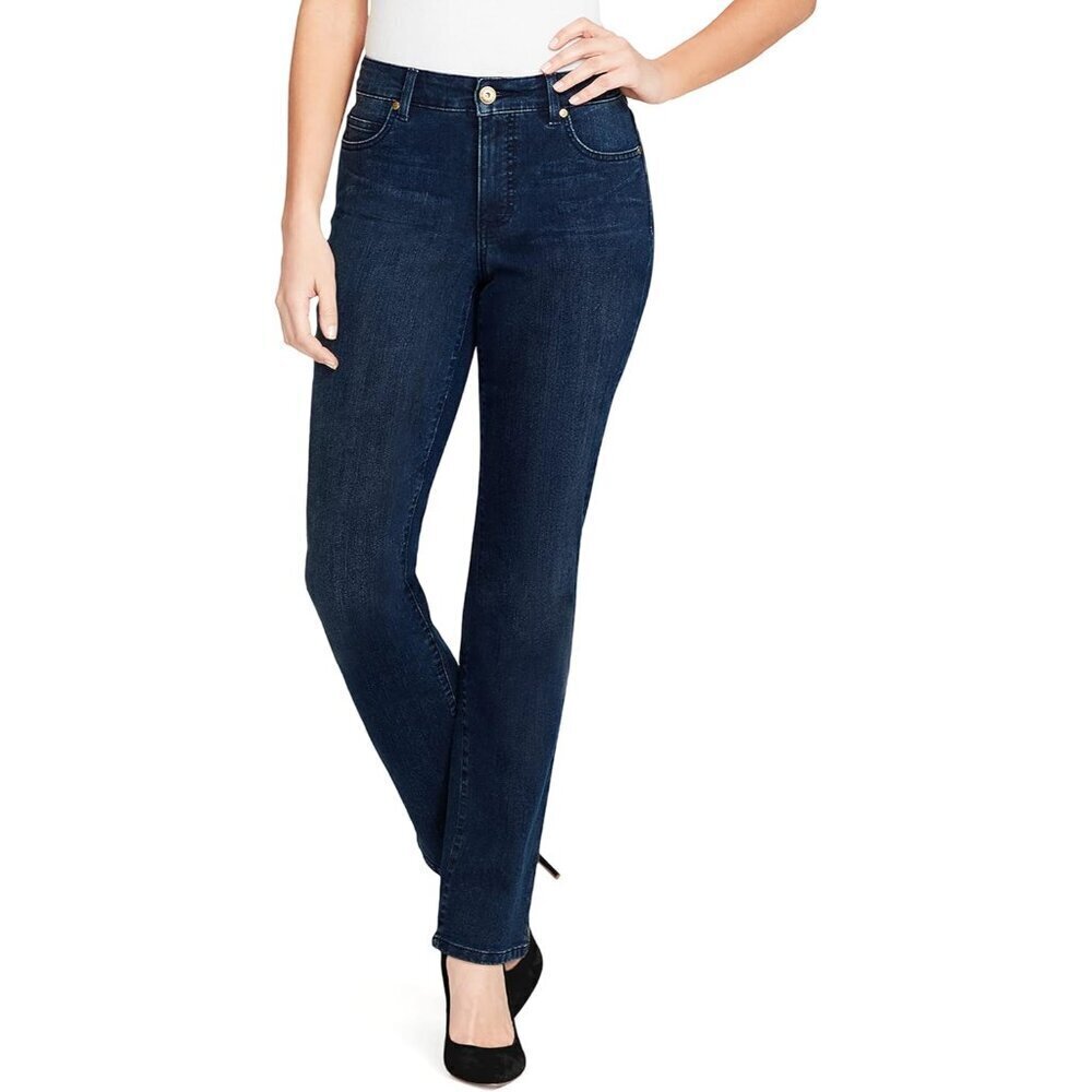 Women's High Rise Straight Leg Jeans Cotton Polyester Elastane Nightfall